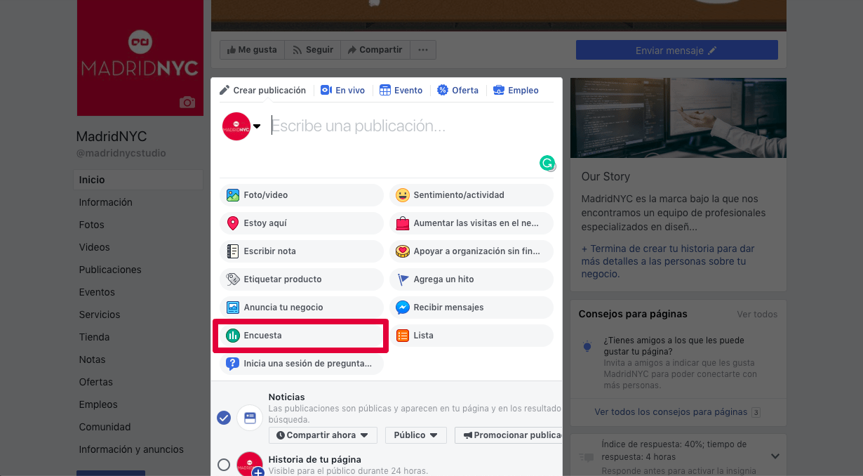 encuestas en Facebook paso 2