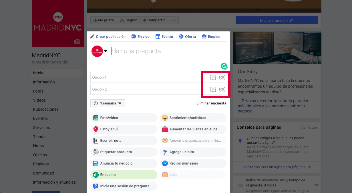 encuestas en Facebook con GIFs