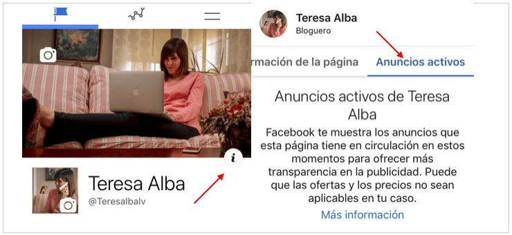 ejemplo ver anuncios activos de facebook ads