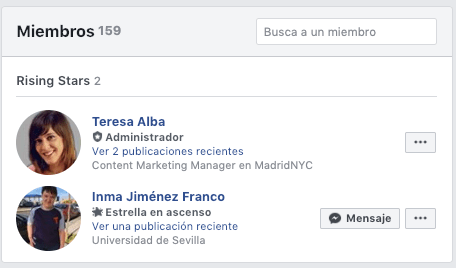 Imagen ejemplo miembros grupo de facebook
