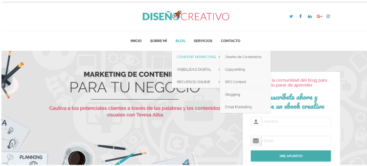 ejemplo categorización blog