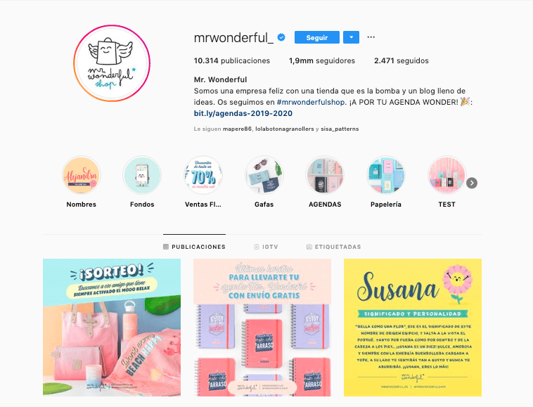 Ejemplo de historias destacadas en Mr Wonderful 