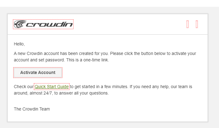 ejemplo email bienvenida Crowdin