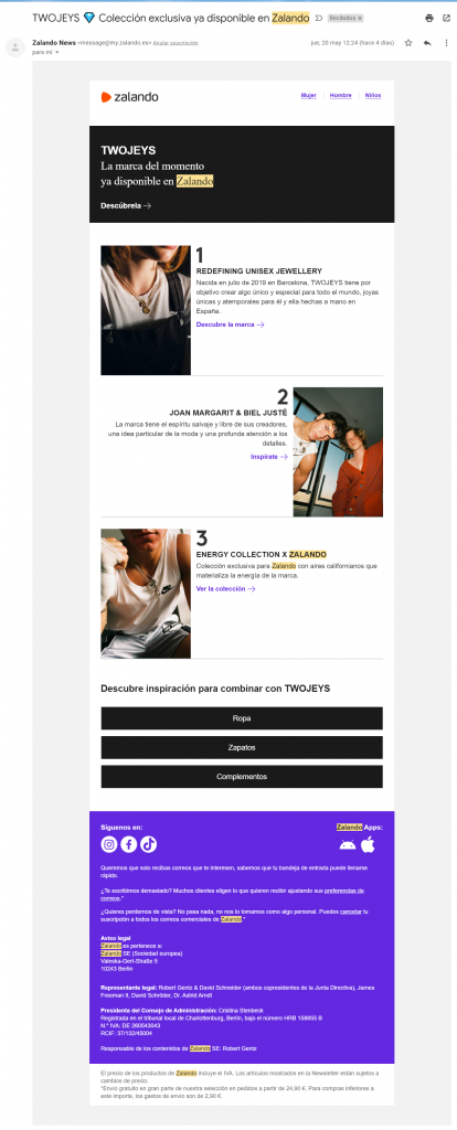 newsletter ejemplos zalando